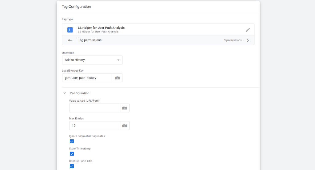 LS Helper for User Path Analysis Tag Configuration UI in Google Tag Manager
