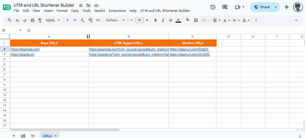Batch Output: Base URLs, UTM Tagged URLs & Shortened URLs
